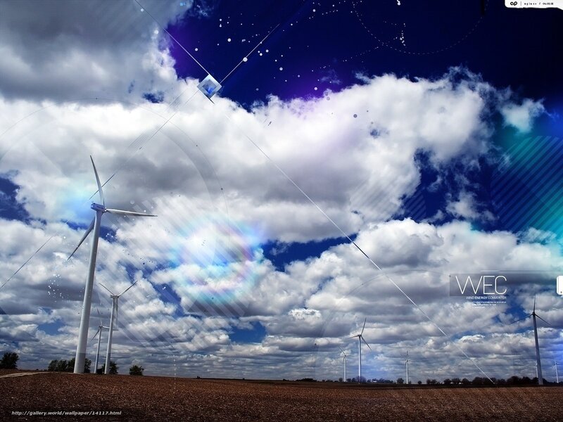 Wind turbines under cloudy sky