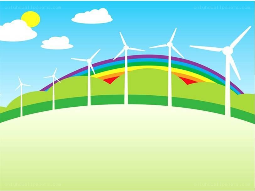 wind turbines with rainbow