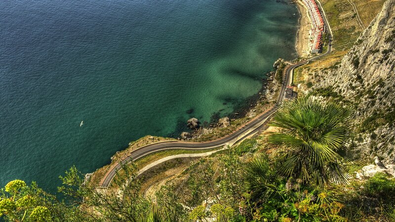 Winding Coastal Road — Blue, Serene, Afternoon