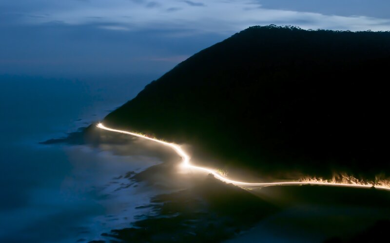 Winding Coastal Road — Blue