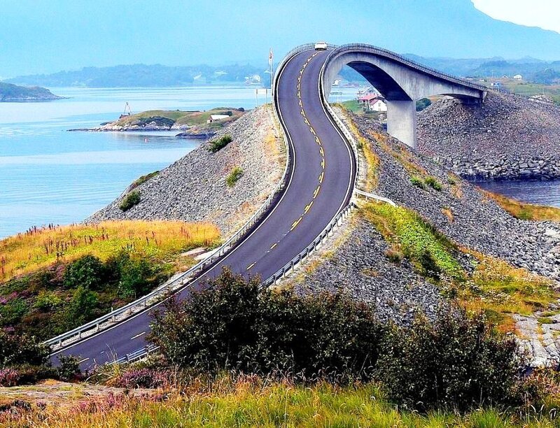 winding coastal road bridge