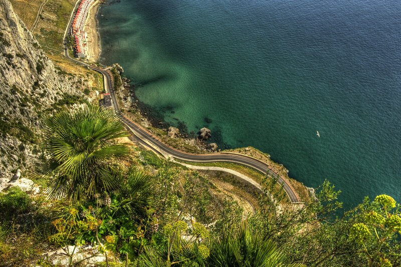 Winding coastal road by the sea