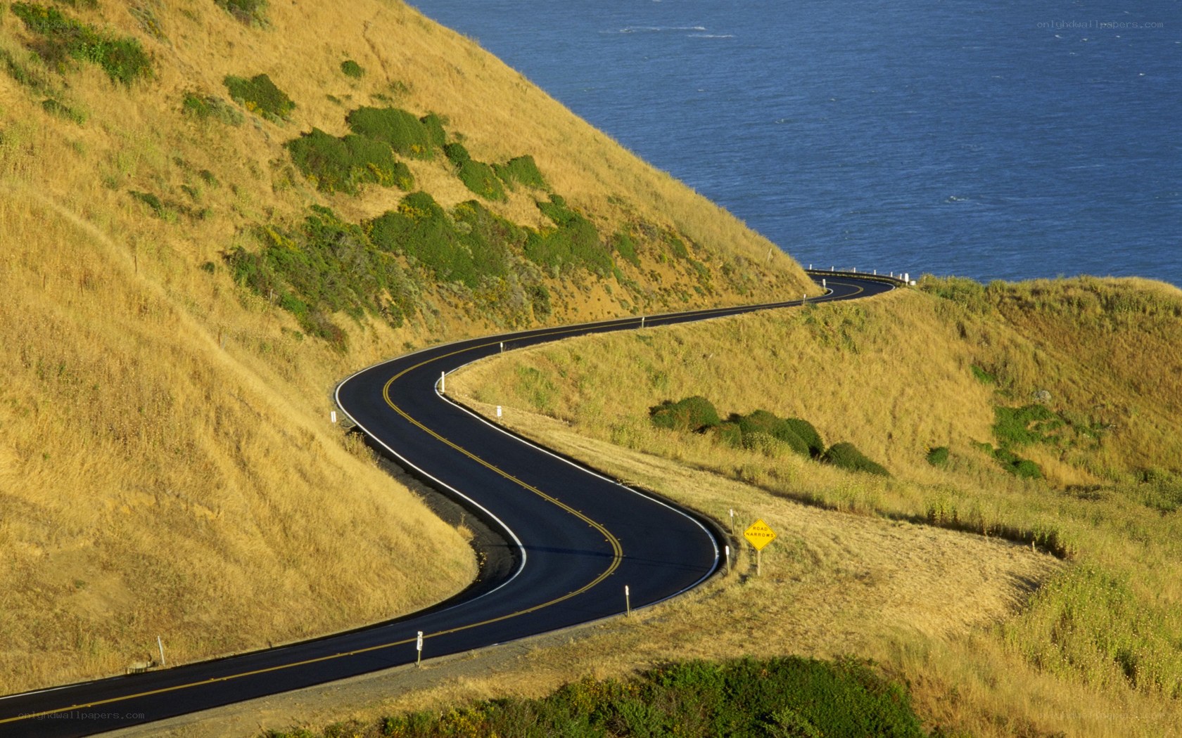 Winding coastal road by the sea