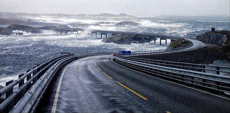 Winding Coastal Road — Gray, Dramatic