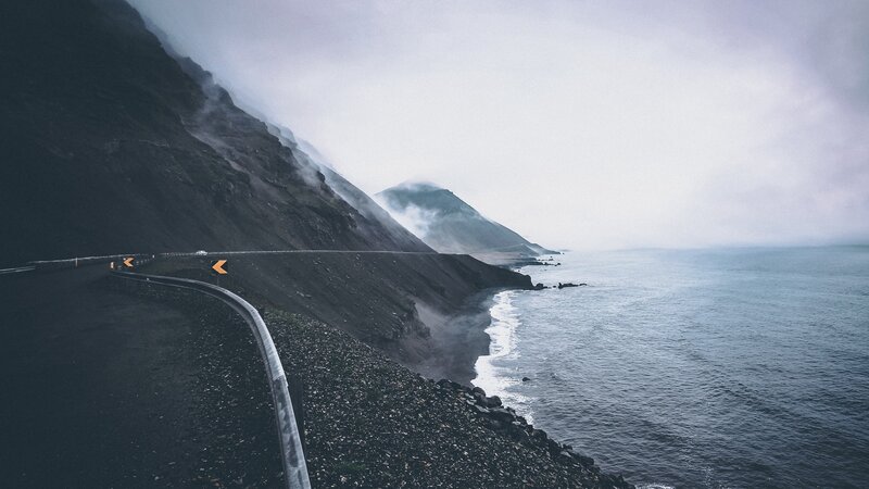 Winding Coastal Road — Gray