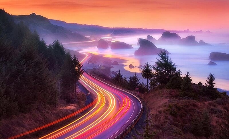Winding Coastal Road — Orange, Serene