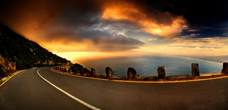 Winding Coastal Road — Orange