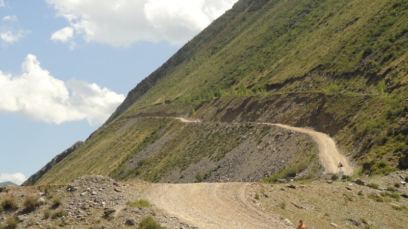 Winding dirt road on a mountain