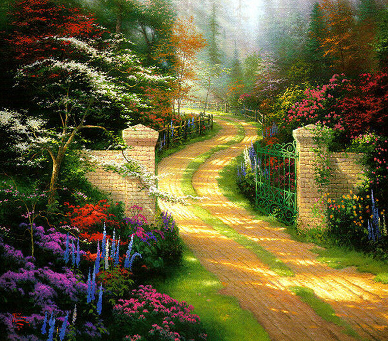 Winding Garden Path — Green, Serene, Morning