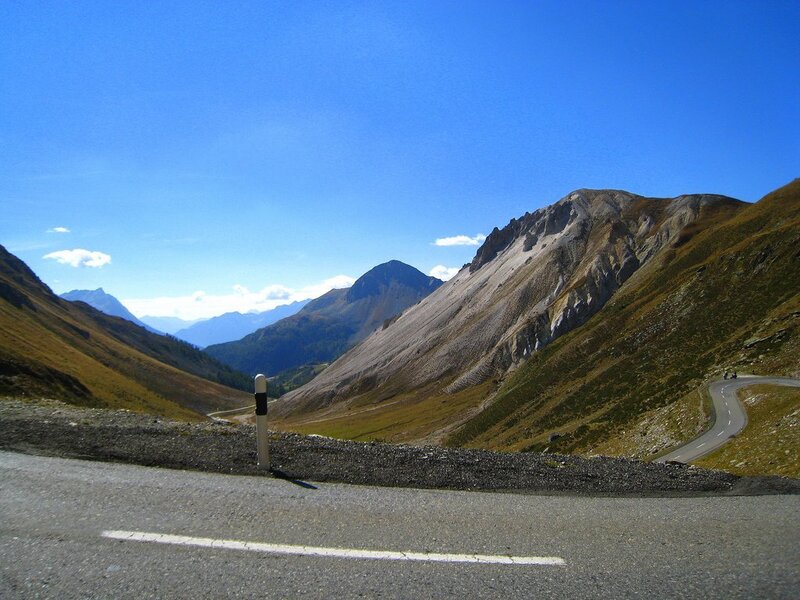 Winding Mountain Road — Blue, Serene, Afternoon, Photograph, Sky