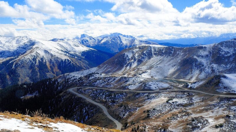 Winding Mountain Road — Blue, Serene, Winter
