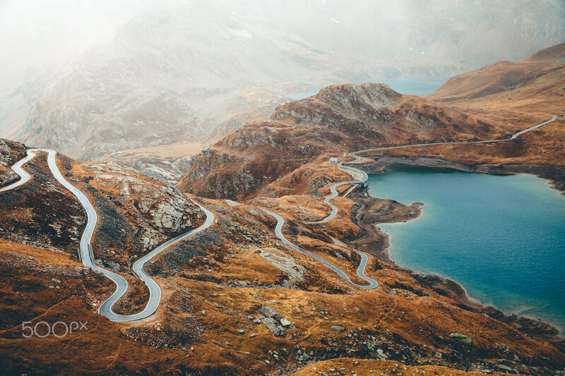 Winding Mountain Road — Brown, Serene, Autumn