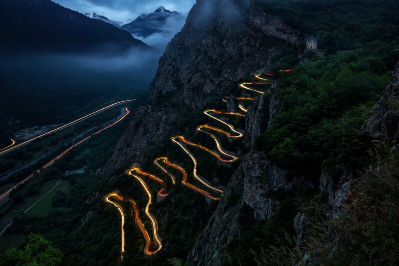 Winding Mountain Road — Dark Blue