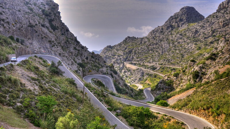 Winding Mountain Road — Gray, Dramatic, Afternoon