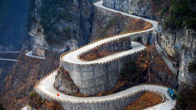 Winding Mountain Road — Gray, Dramatic, Autumn, Photograph