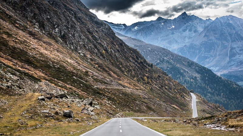 Winding Mountain Road — Gray, Dramatic, Autumn
