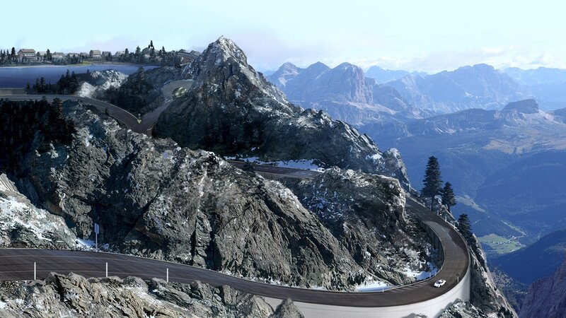 Winding Mountain Road — Gray, Serene, Afternoon, 3d Render