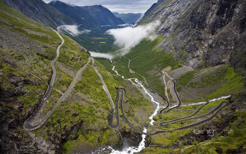 Winding Mountain Road — Green, Dramatic, Afternoon, Photograph, Mountains