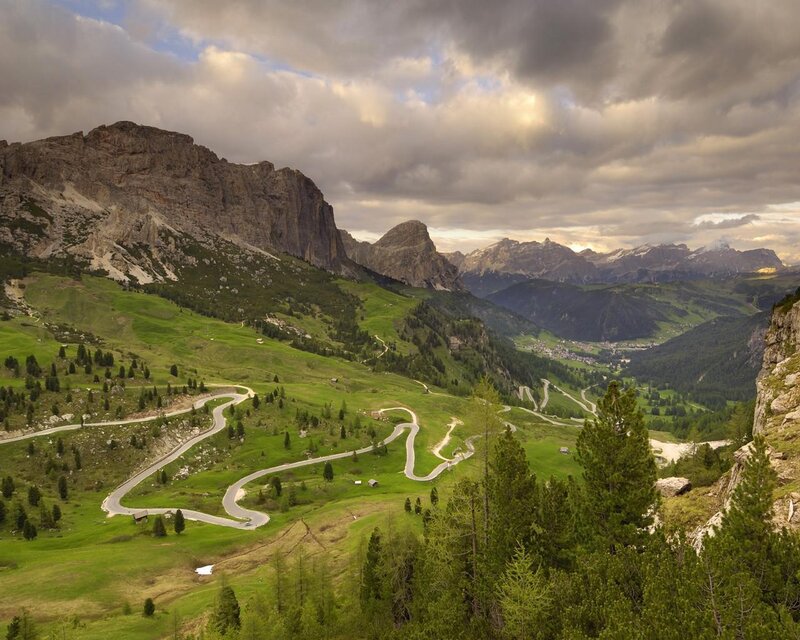 Winding Mountain Road — Green, Dramatic, Afternoon, Photograph