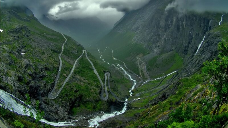 Winding Mountain Road — Green, Dramatic, Photograph