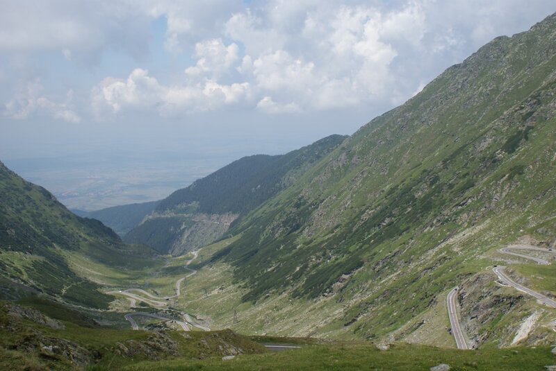 Winding Mountain Road — Green, Serene, Afternoon, Photograph, Valley, Clouds, Gray