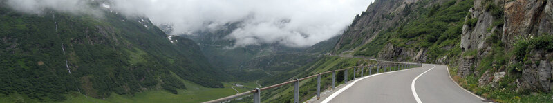 Winding Mountain Road — Green, Serene, Afternoon, Photograph, Valley, Clouds