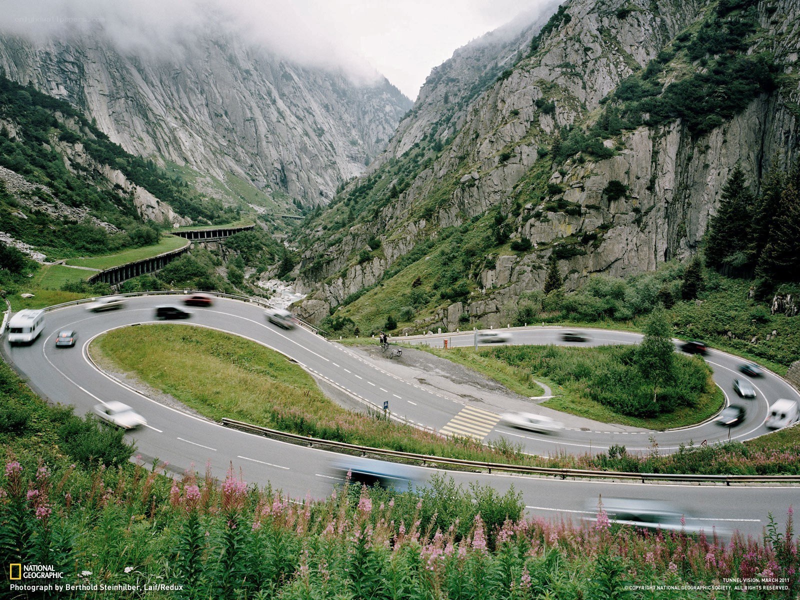 Winding mountain road in a valley