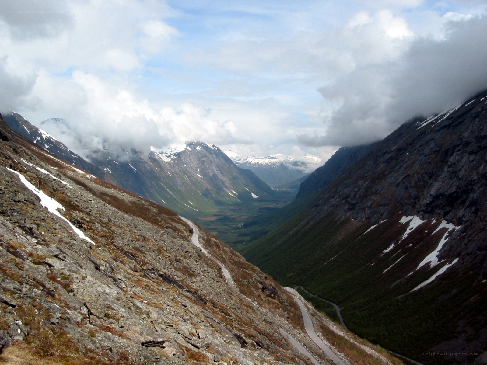 Winding mountain road in a valley