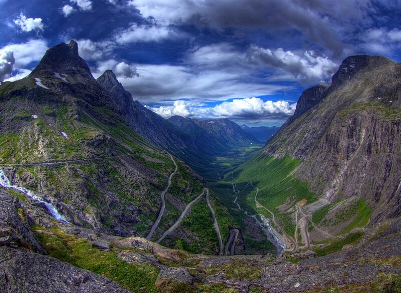 Winding mountain road in a valley