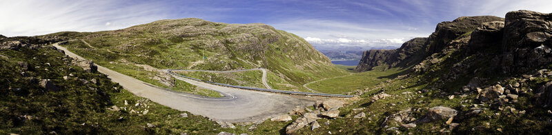 winding mountain road in scotland