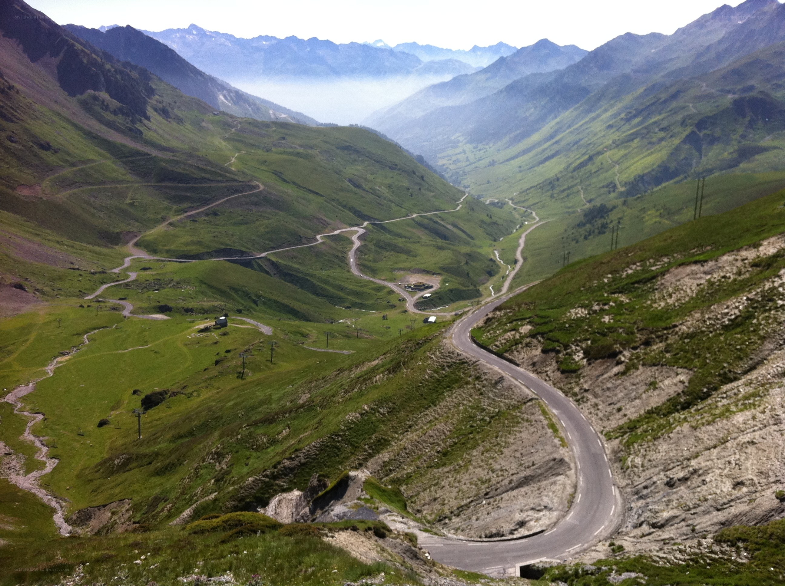 Winding mountain road in valley