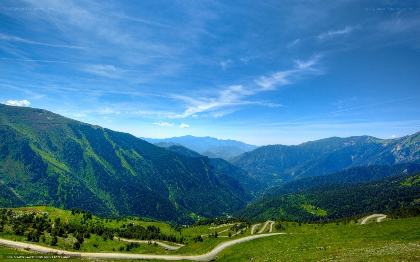 Winding mountain road landscape