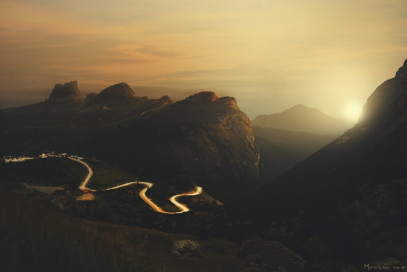 Winding Mountain Road — Orange, Dramatic, Sunset