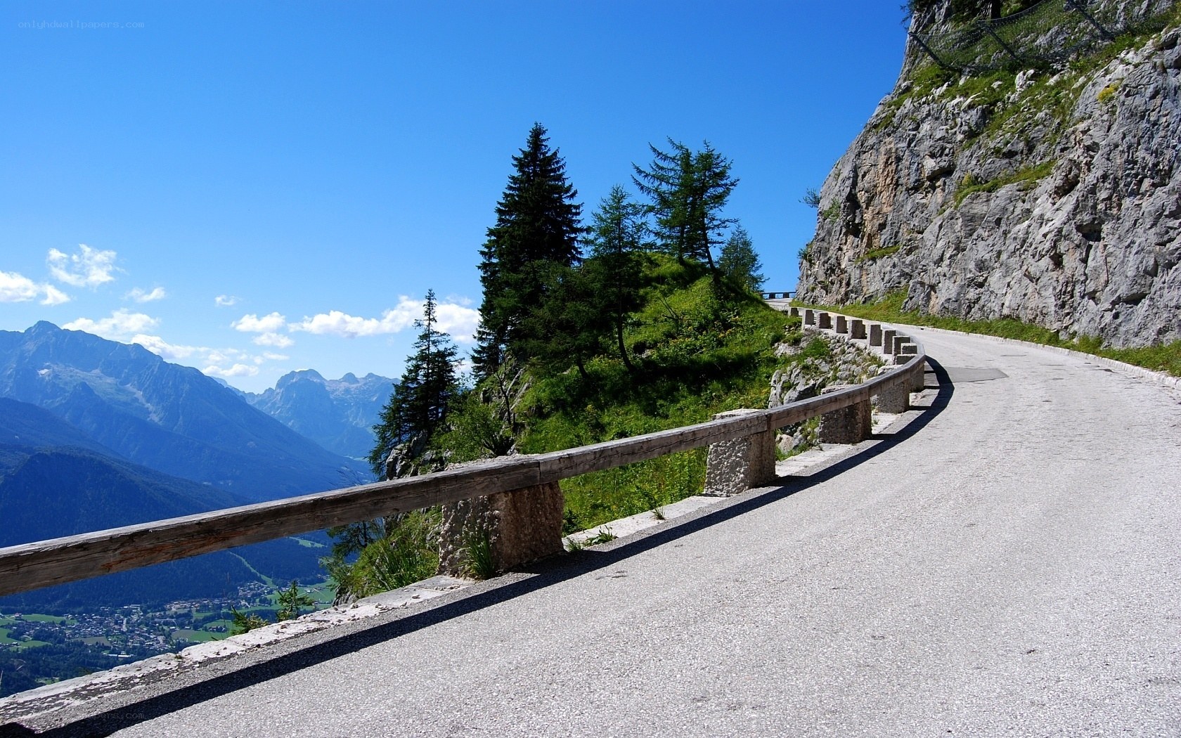 Winding mountain road with scenic views