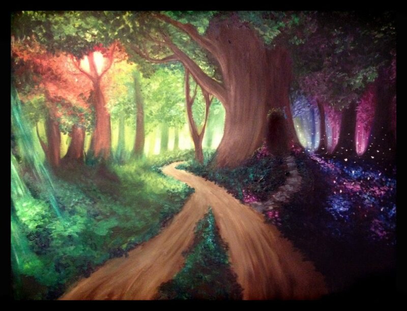 Winding Path in Forest — Green, Serene, Night