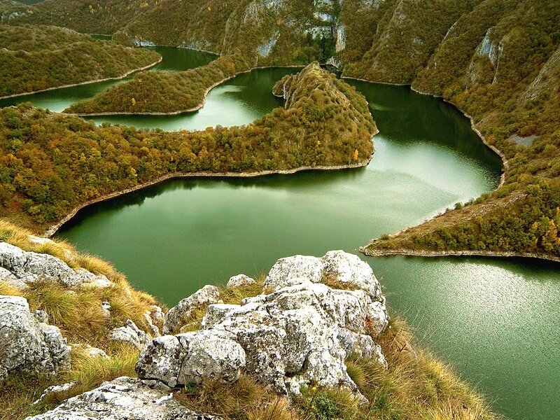 Winding River in Mountains