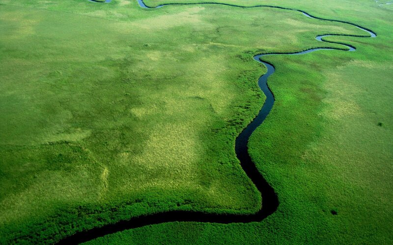 Winding River Through Marsh