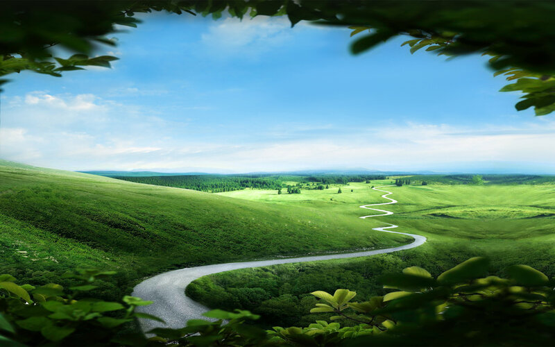 Winding River Through Valley