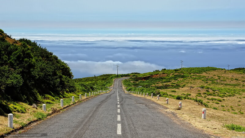 Winding Road Above Clouds — Blue