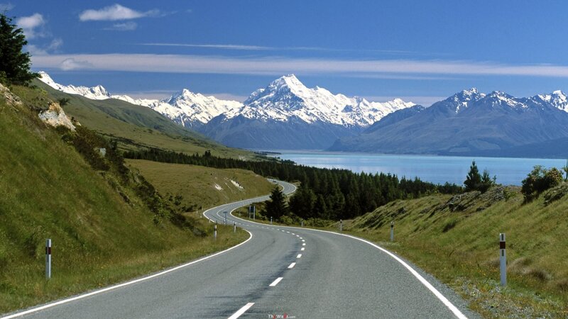 Winding Road and Mountain — Blue, Serene