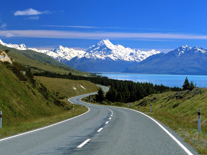 Winding Road and Mountain — Blue