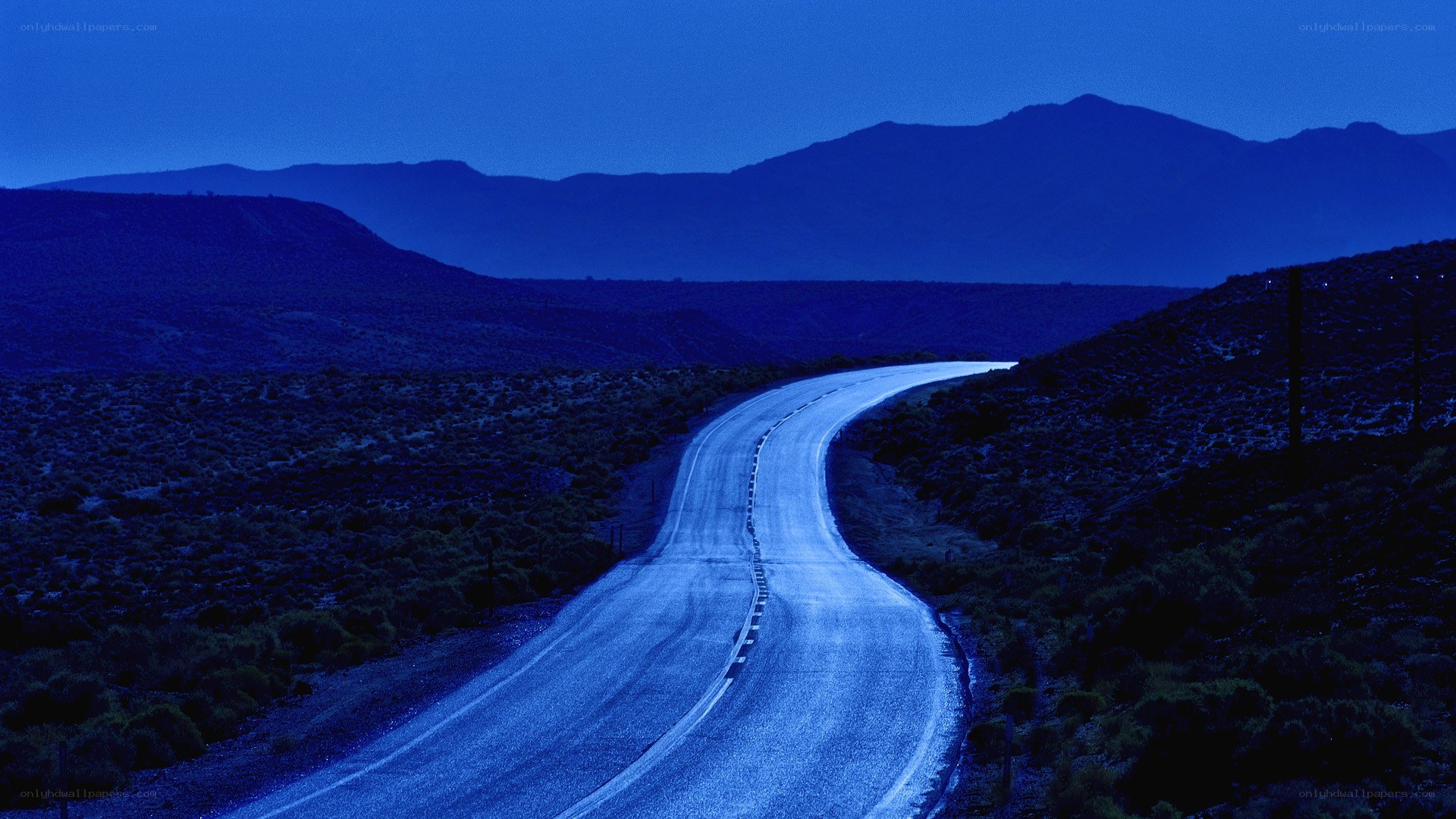 Winding road at dusk