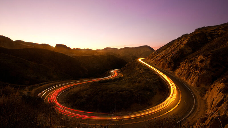 Winding Road at Dusk — Purple