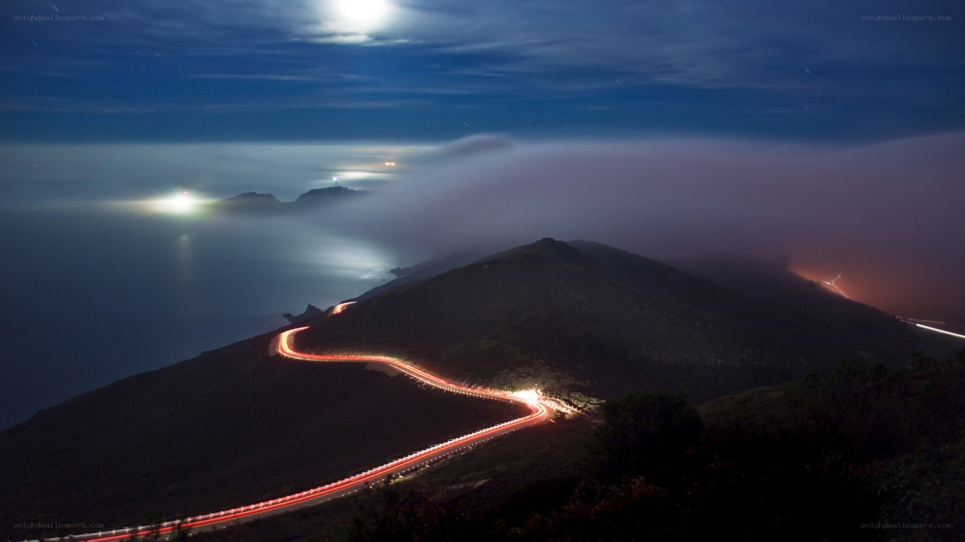 Winding Road at Night
