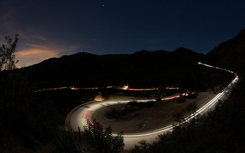 Winding Road at Night — Black, Serene