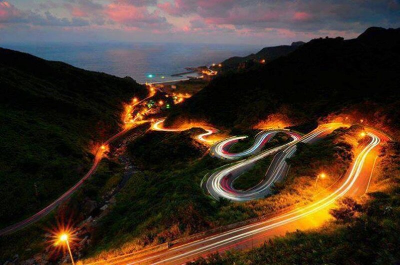 Winding Road at Night — Orange