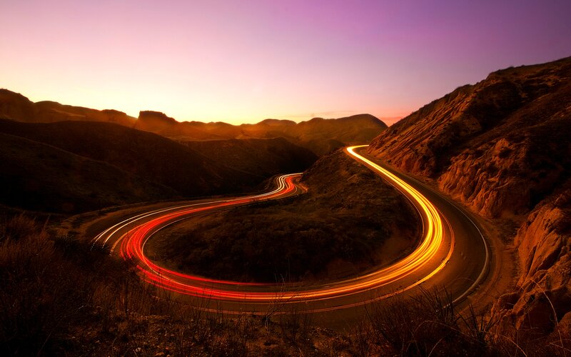 Winding Road at Sunset — Purple