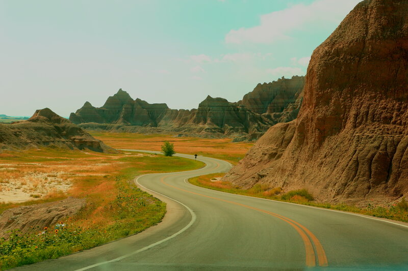 Winding Road in Badlands — Green