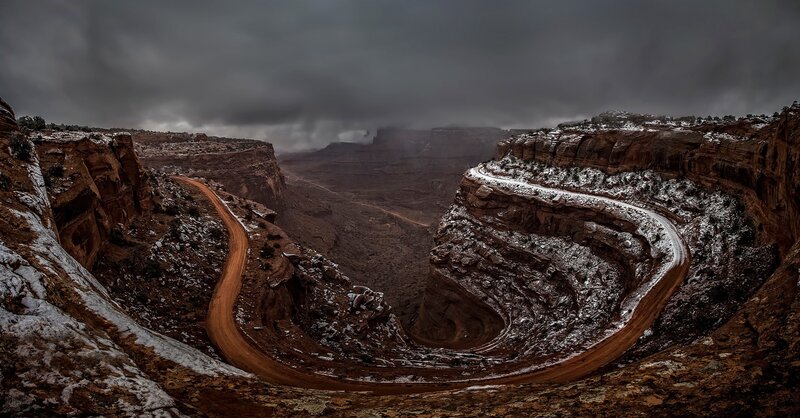 Winding Road in Canyon — Brown, Dramatic