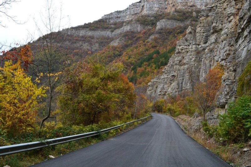 Winding Road in Canyon — Gray
